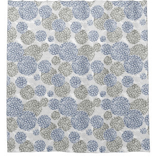 Circles with grey and blue leopard skin print shower curtain