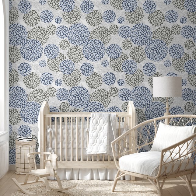 Circles with grey and blue leopard skin print  wallpaper (Kids)