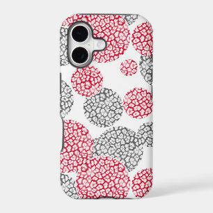 Circles with grey and red leopard skin print