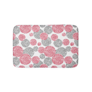  Circles with grey and red leopard skin print  Bath Mat