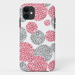 Circles with grey and red leopard skin print Case-Mate iPhone Case