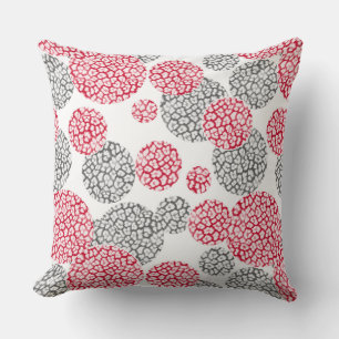 Circles with grey and red leopard skin print  Cushion