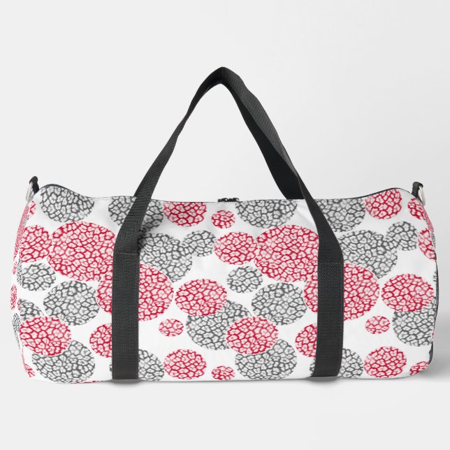  Circles with grey and red leopard skin print  Duffle Bag (Front)
