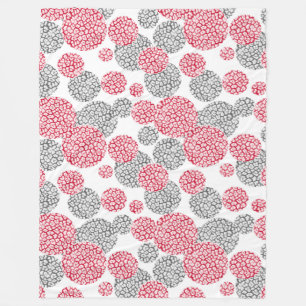  Circles with grey and red leopard skin print  Fleece Blanket
