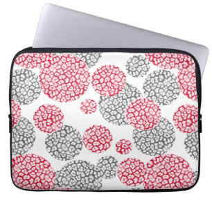 Circles with grey and red leopard skin print Laptop Sleeve