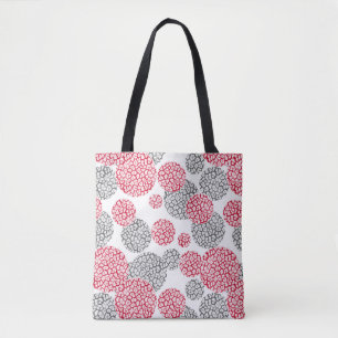 Circles with grey and red leopard skin print Tote Bag