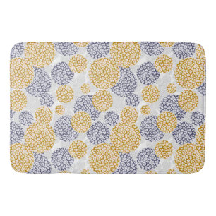 Circles with yellow and blue leopard skin print bath mat