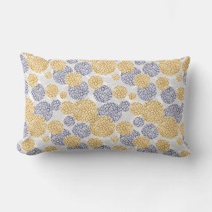 Circles with yellow and blue leopard skin print lumbar cushion