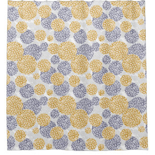 Circles with yellow and blue leopard skin print  shower curtain