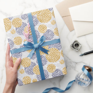 Circles with yellow and blue leopard skin print  wrapping paper