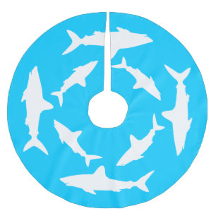 Circling White Sharks Brushed Polyester Tree Skirt