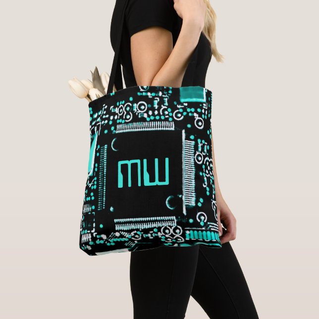 Circuit Aqua 2 Monogram tote bag aqua back (Close Up)
