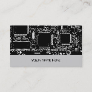 Circuit B & W 2 business card template grey