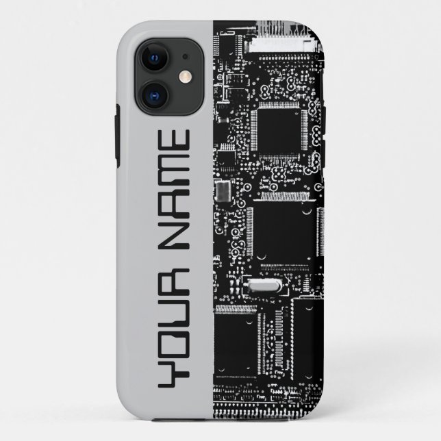 Circuit B & W 2 "Name" iPhone case side grey (Back)