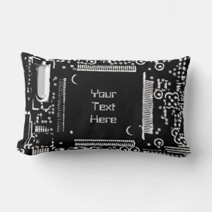 Circuit B & W 2 'Your Text' throw pillow lumbar
