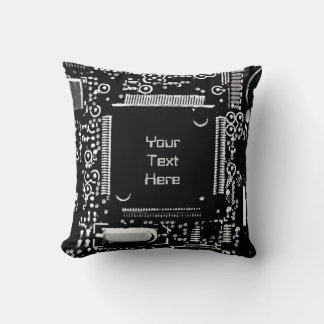 Circuit B & W 2 'Your Text' throw pillow square