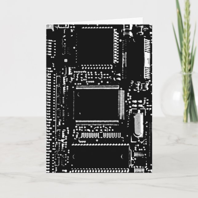 Circuit B&W greetings card portrait (Front)