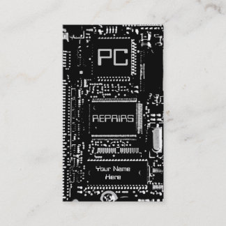 Circuit B & W 'PC repairs' business card grey