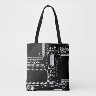 Circuit Black and White 2 all over tote bag