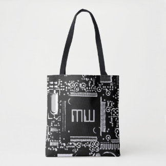 Circuit Black and White 2 Monogram all over tote Bag