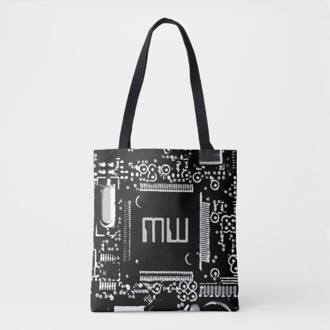 Circuit Black and White 2 Monogram bag grey back (Front)