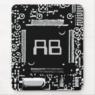 Circuit Black and White 2 monogram mouspad Mouse Pad