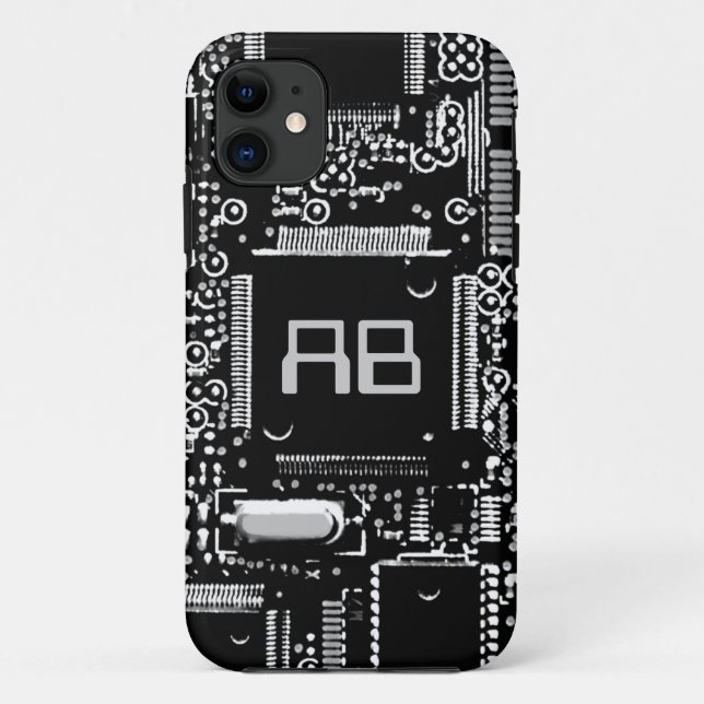 Circuit Black & White 2 monogram iPhone case (Back)