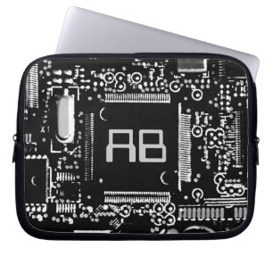 Circuit Black & White 2 monogram laptop sleeve 10"