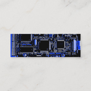 Circuit Blue 2 business card template blue skinny