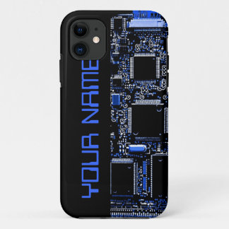 Circuit Blue 2 "Name" iPhone case side black