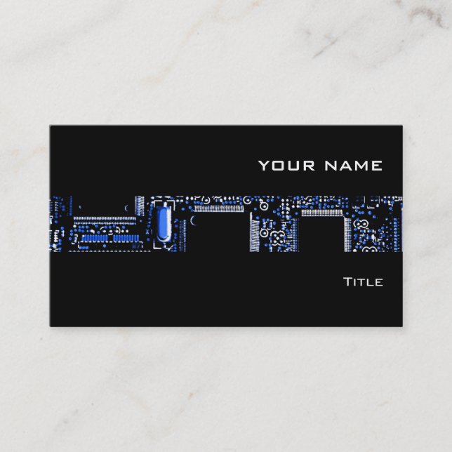 Circuit Blue 2 stripe business card black (Front)