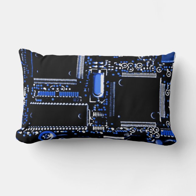 Circuit Blue 2 throw pillow lumbar (Front)
