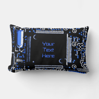 Circuit Blue 2 'Your Text' throw pillow lumbar
