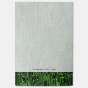 Circuit board background post-it notes