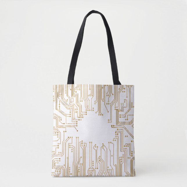 Circuit board background wallpaper tote bag (Front)