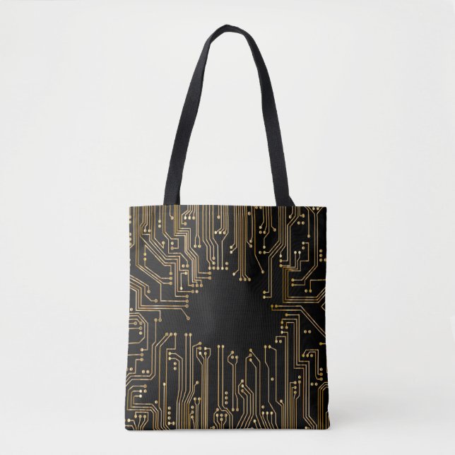 Circuit board background wallpaper tote bag (Front)