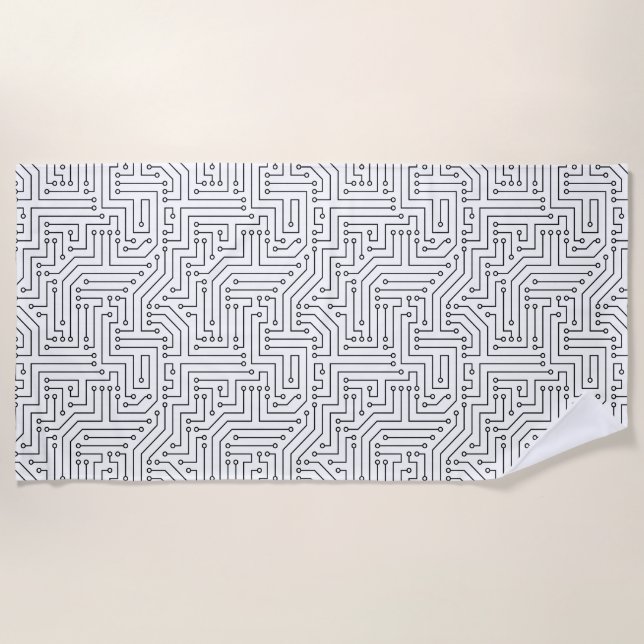 Circuit Board Beach Towel (Front)