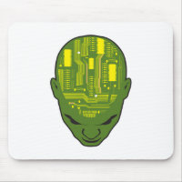 circuit board brain head yellow and green