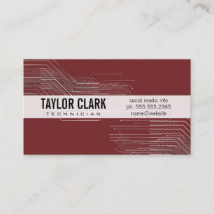 Circuit Board Component Deep Red Variation Business Card