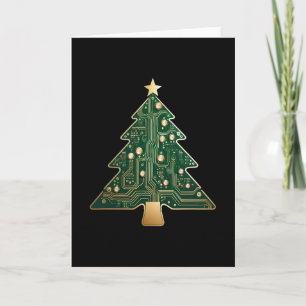 Circuit Board Computer Tech Christmas Tree Card