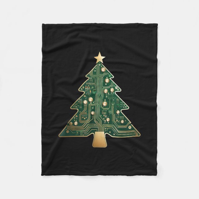 Circuit Board Computer Tech Christmas Tree  Fleece Blanket (Front)