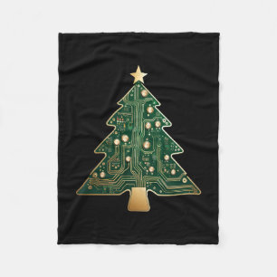 Circuit Board Computer Tech Christmas Tree Fleece Blanket