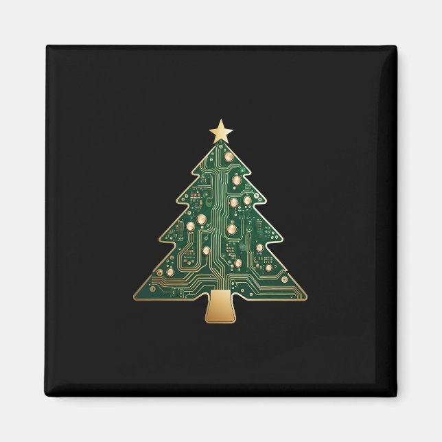 Circuit Board Computer Tech Christmas Tree  Magnet (Front)