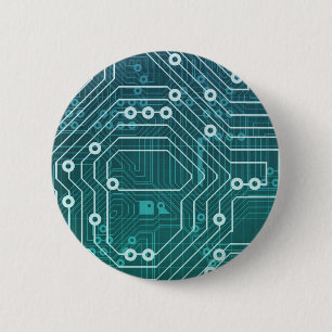 Circuit Board Data Network 6 Cm Round Badge