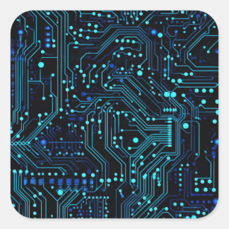 Circuit Board design illustration Cushion Square Sticker