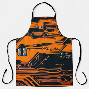 Circuit board. Electronic computer hardware techno Apron