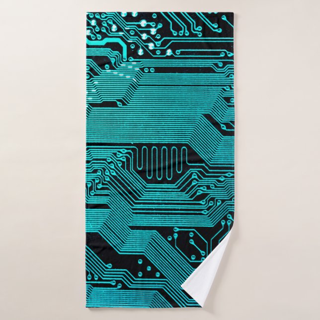 Circuit board. Electronic computer hardware techno Bath Towel (Bath Towel)