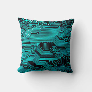 Circuit board. Electronic computer hardware techno Cushion