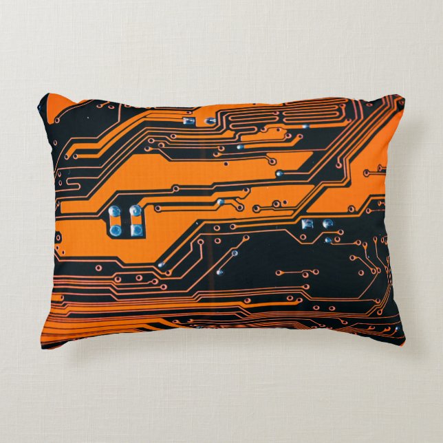 Circuit board. Electronic computer hardware techno Decorative Cushion (Front)