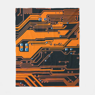 Circuit board. Electronic computer hardware techno Fleece Blanket